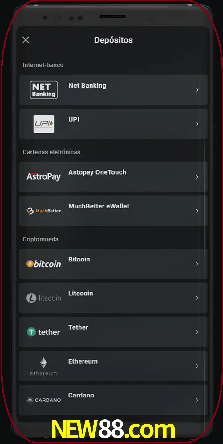 Você pode usar métodos alternativos de depósito.